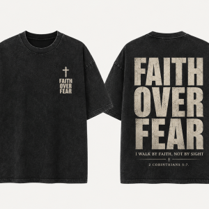 Faith Over Fear Oversized Tee — Vintage Black